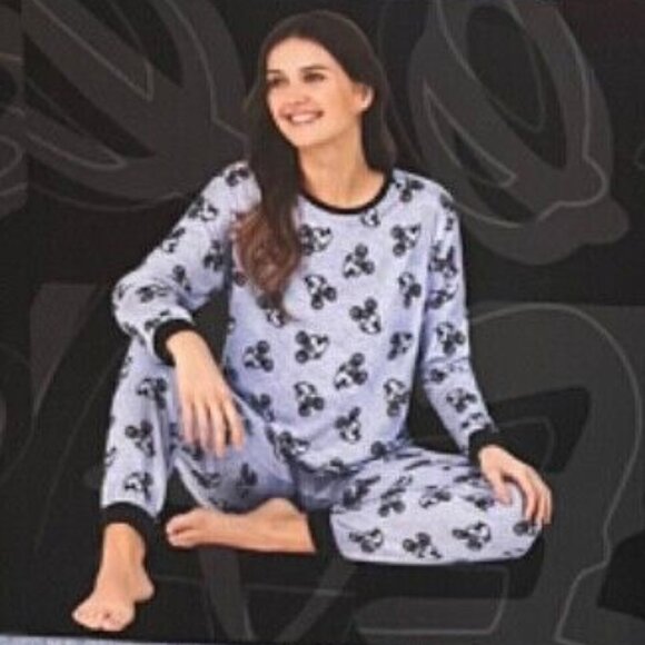 New Disney Mickey Mouse 2 Piece Pajama Set Women's Size XXL Blue Soft And Cozy - Picture 1 of 11